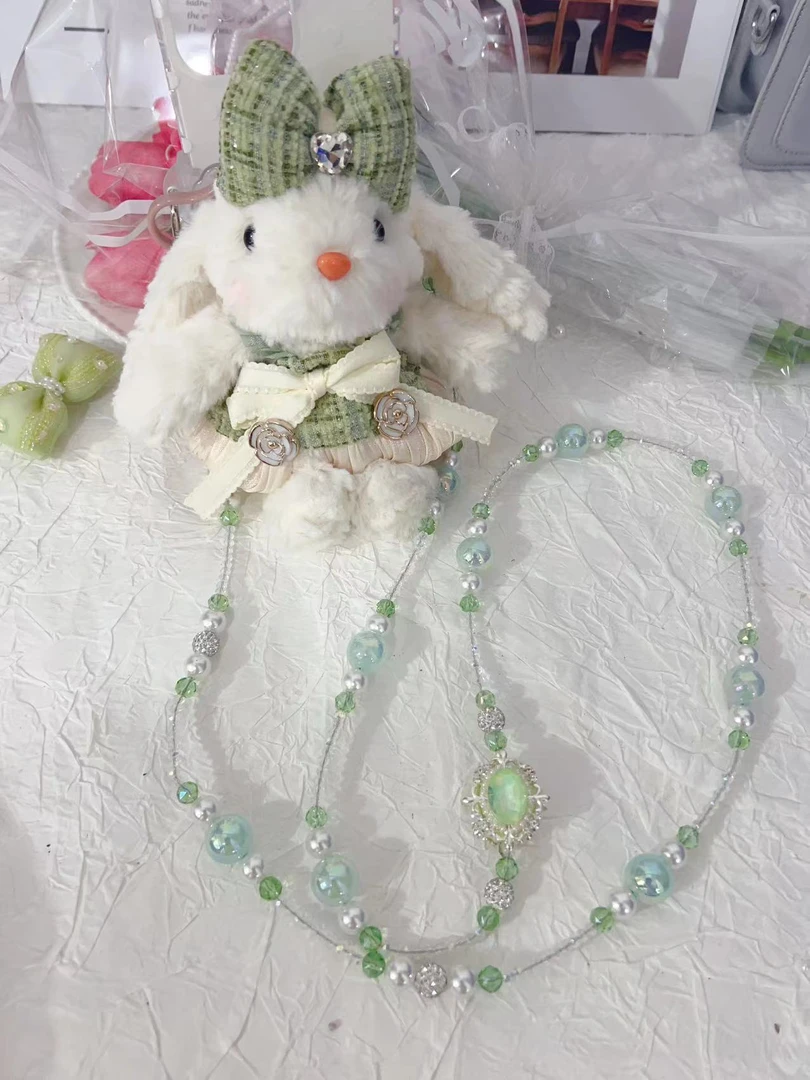 垂耳兔可爱diy手机饰品配饰潮流百搭可斜跨通用款斜跨链手机背夹