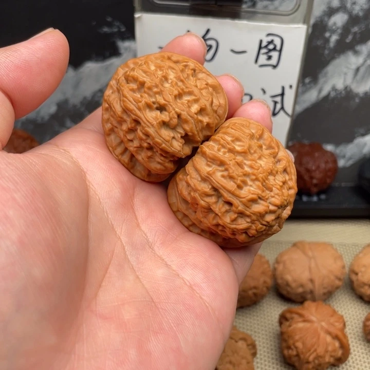 把件文玩核桃41尺白狮子三角