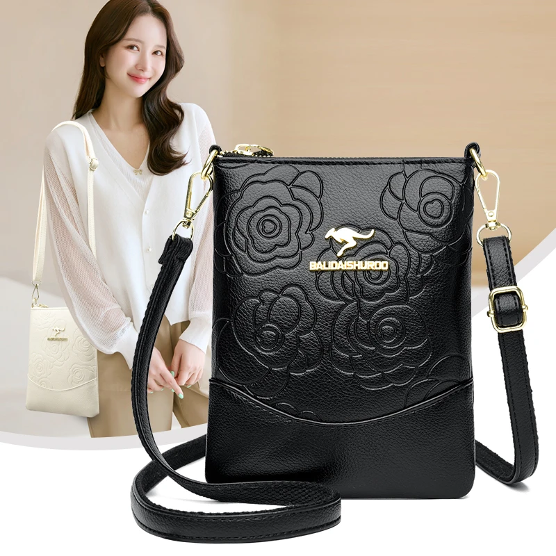 玫瑰袋鼠软皮迷你斜挎手机包2025春夏新款时尚竖款零钱包小包包女