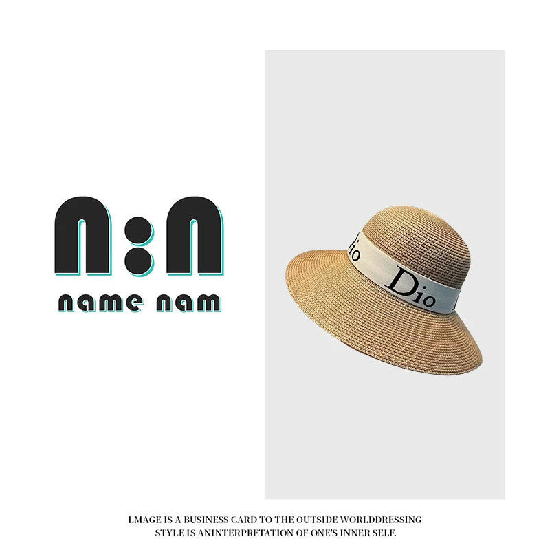 法式赫本风字母D夏季海边遮阳帽草帽