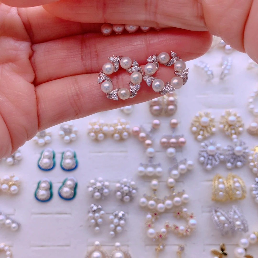 合金淡水珍珠耳饰