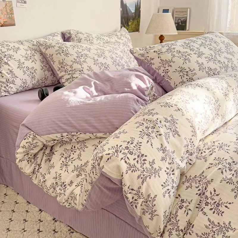 亿邺情—A类有氧提花三四件套亲肤彩竺棉四件套被套四件套柔软透气