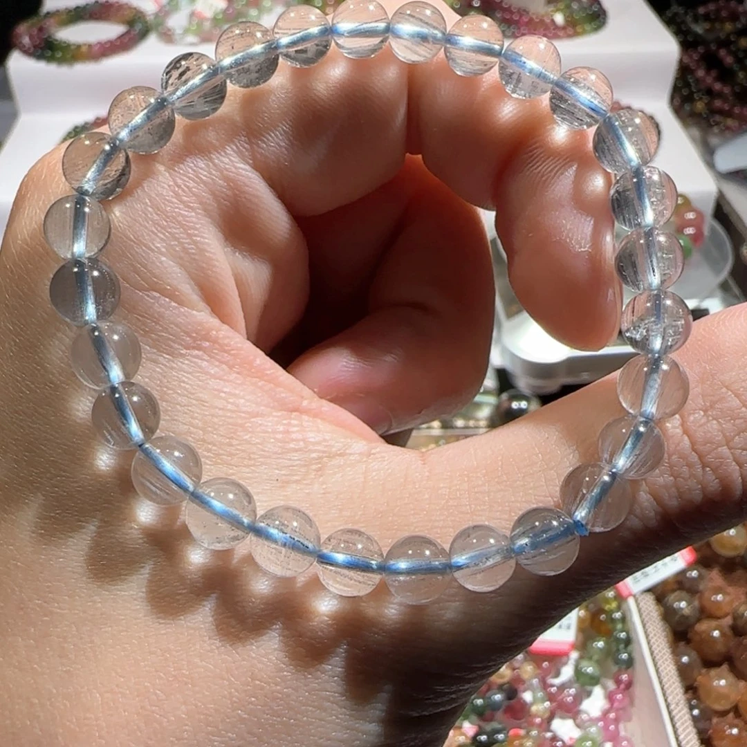 水晶手链未镶嵌灰兔毛6mm+