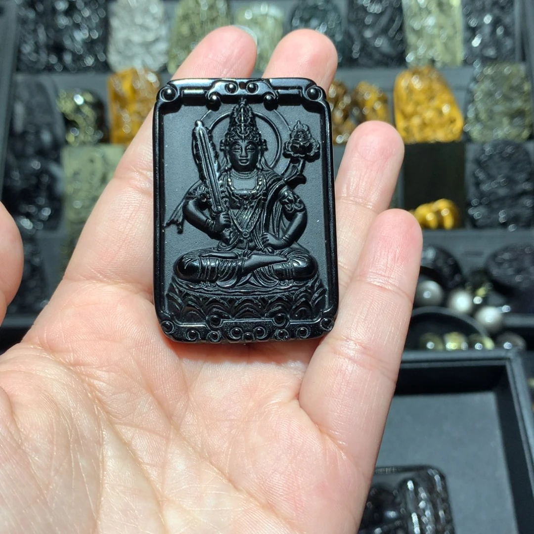 黑曜岩吊坠(赠链)未镶嵌海****）