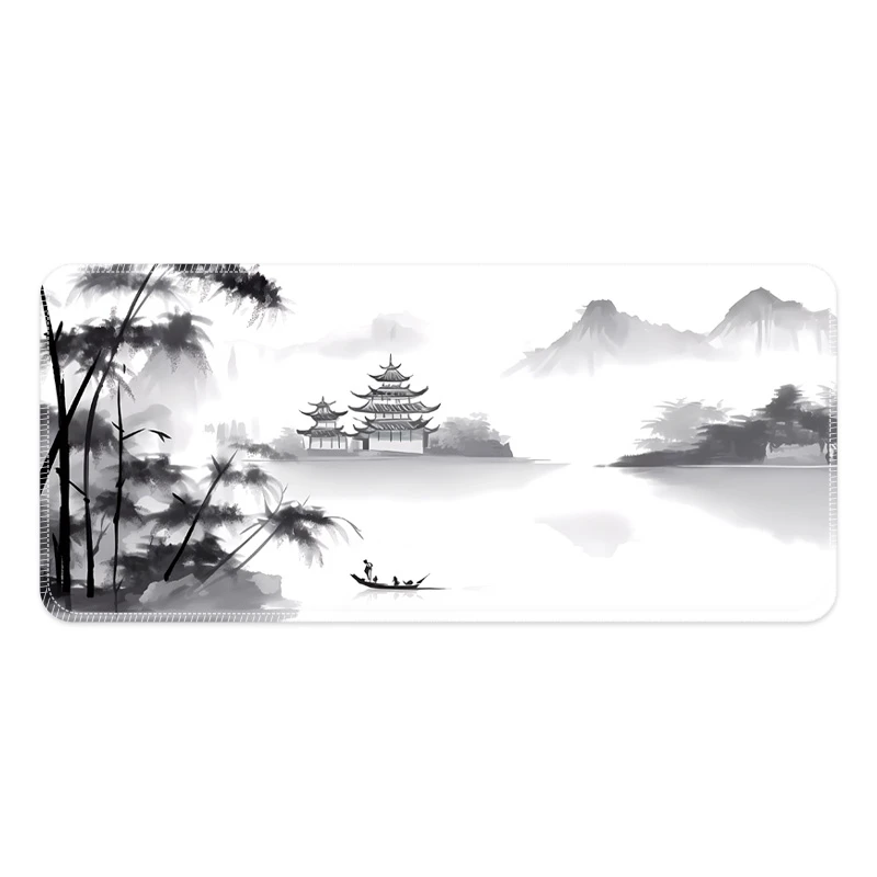 【24号】山水中国风国潮鼠标垫超大号办公桌垫复古游戏加厚防滑西早