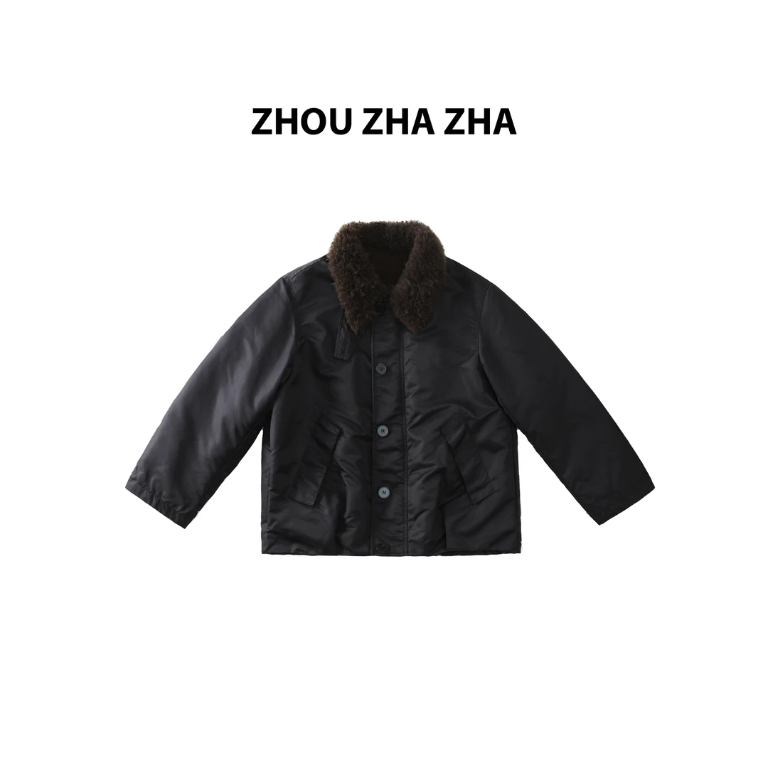 【周炸炸】羊毛领 老钱新贵保暖夹克白鸭羽绒服#549339
