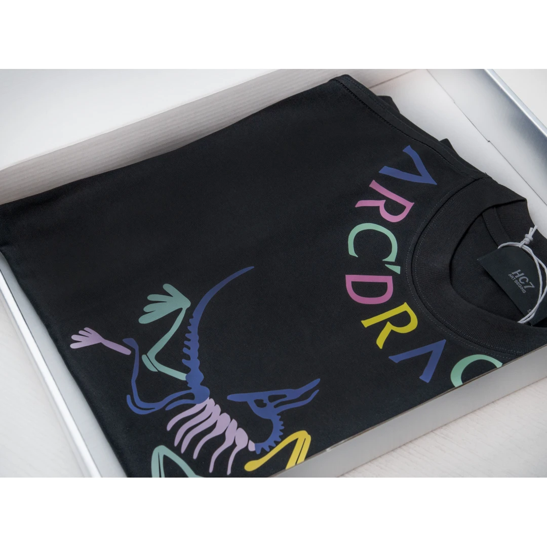 【彩色领口字母鸟类骨架】 夏季潮牌时尚彩色领口短袖1010-coco9145