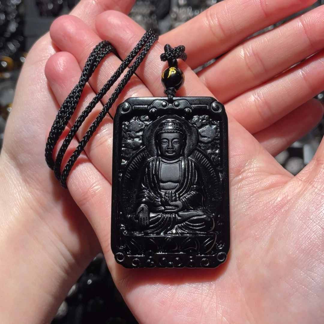 黑曜岩颈饰未镶嵌今****拍赠棉绳