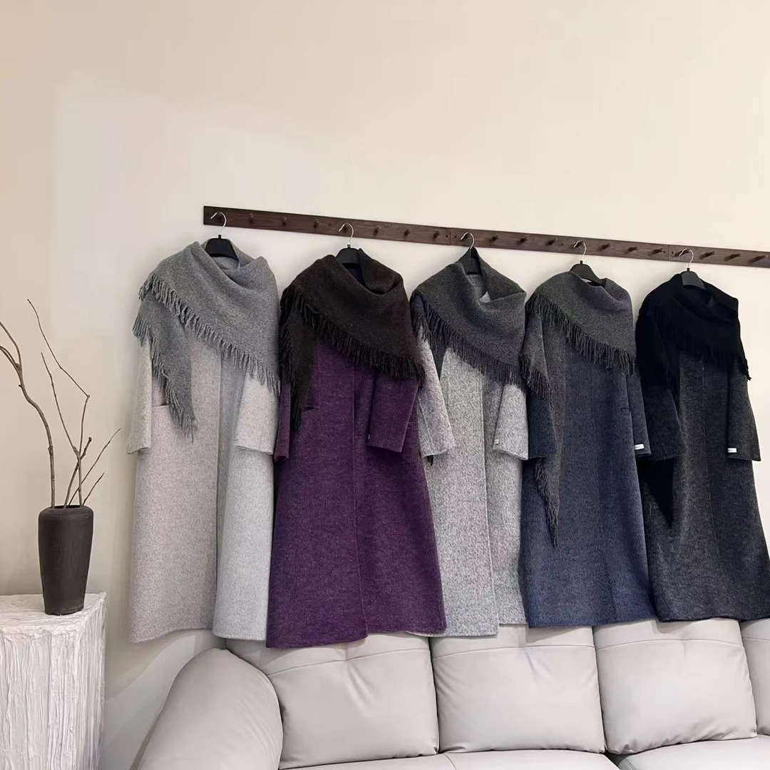 双面115长款  带围巾羊毛大衣