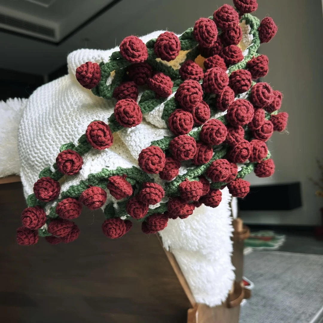 网红玫瑰花束毯子材料包 达人推荐 手工作品编织家用送人首选