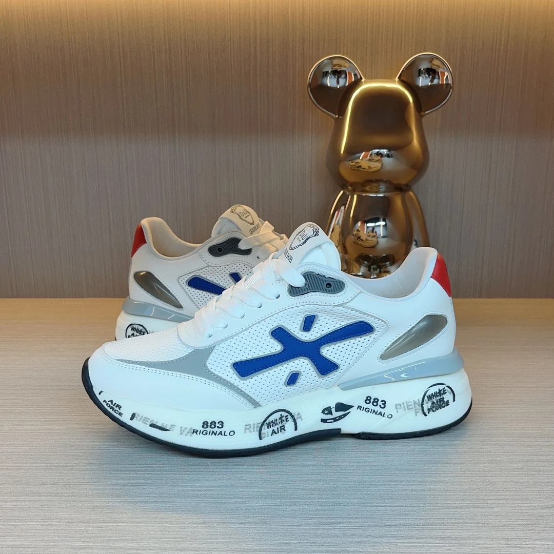 男士2025夏季新款拼色皮面时尚休闲鞋厚底潮流透气户外百搭运动鞋