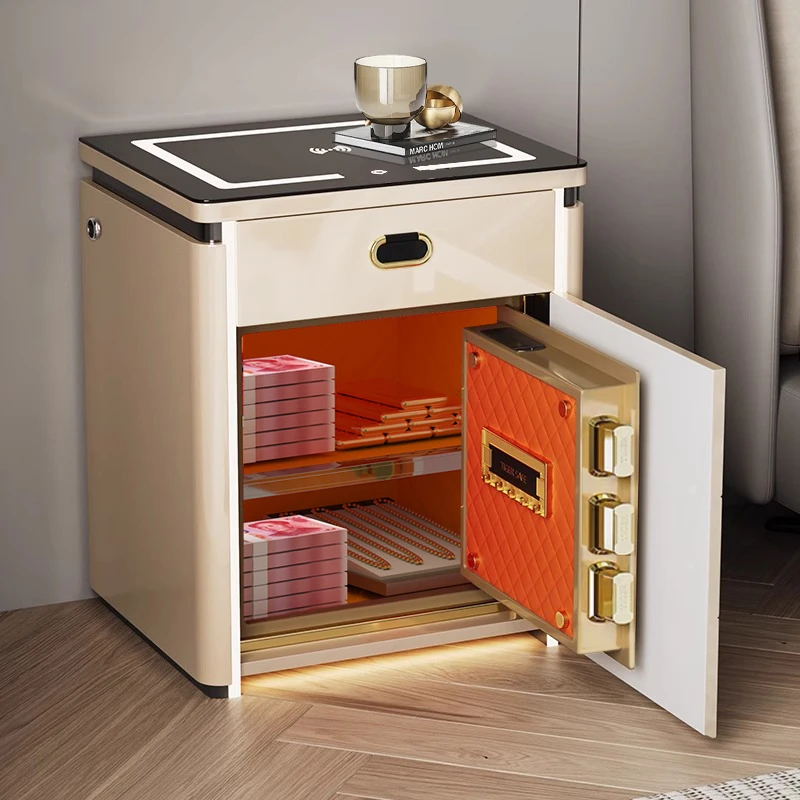 智能床头柜保险柜无线充电轻奢大容量高档大气家用收纳柜储物柜