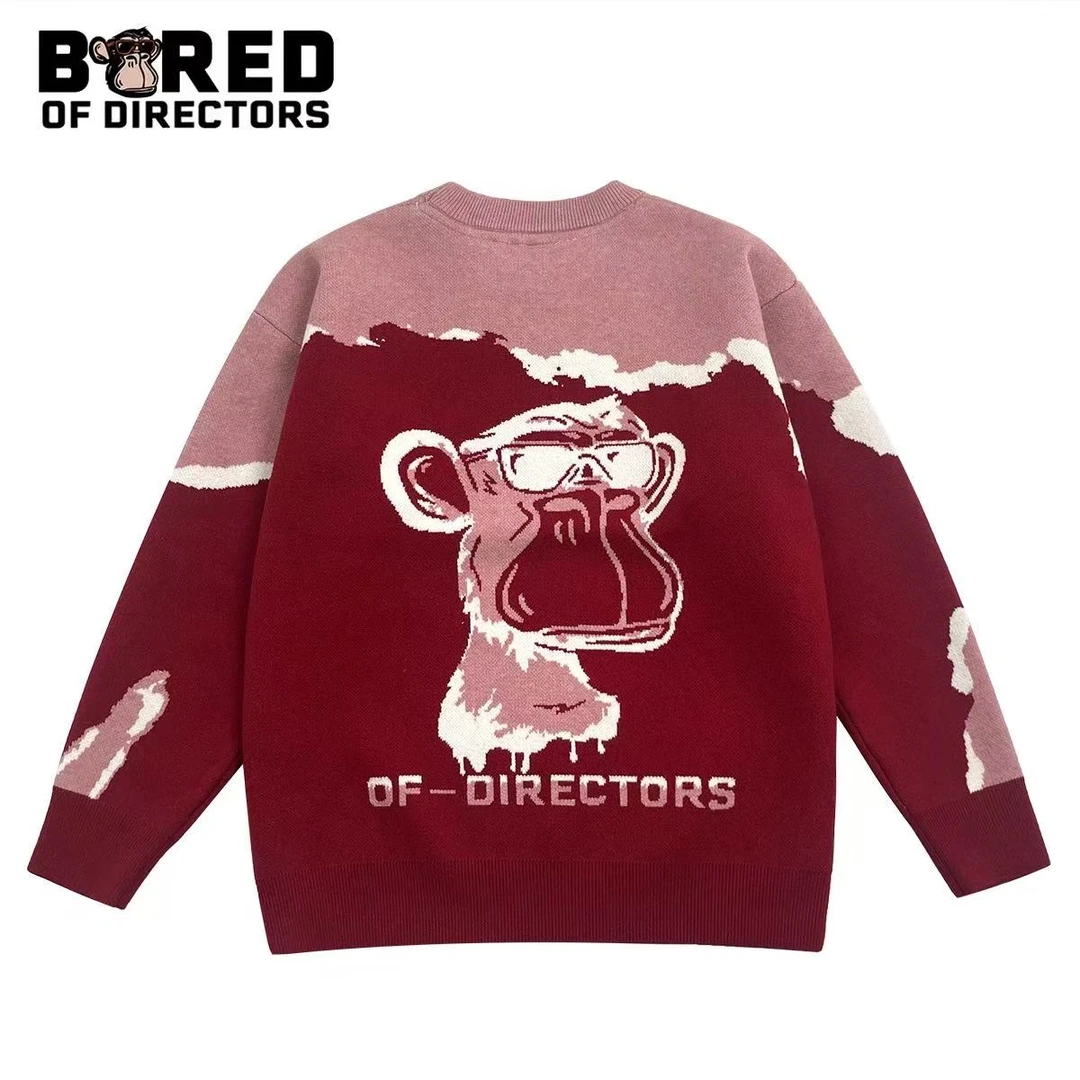 BOD-006新款美式休闲字母翻领针织男女同款冬季保暖毛衣