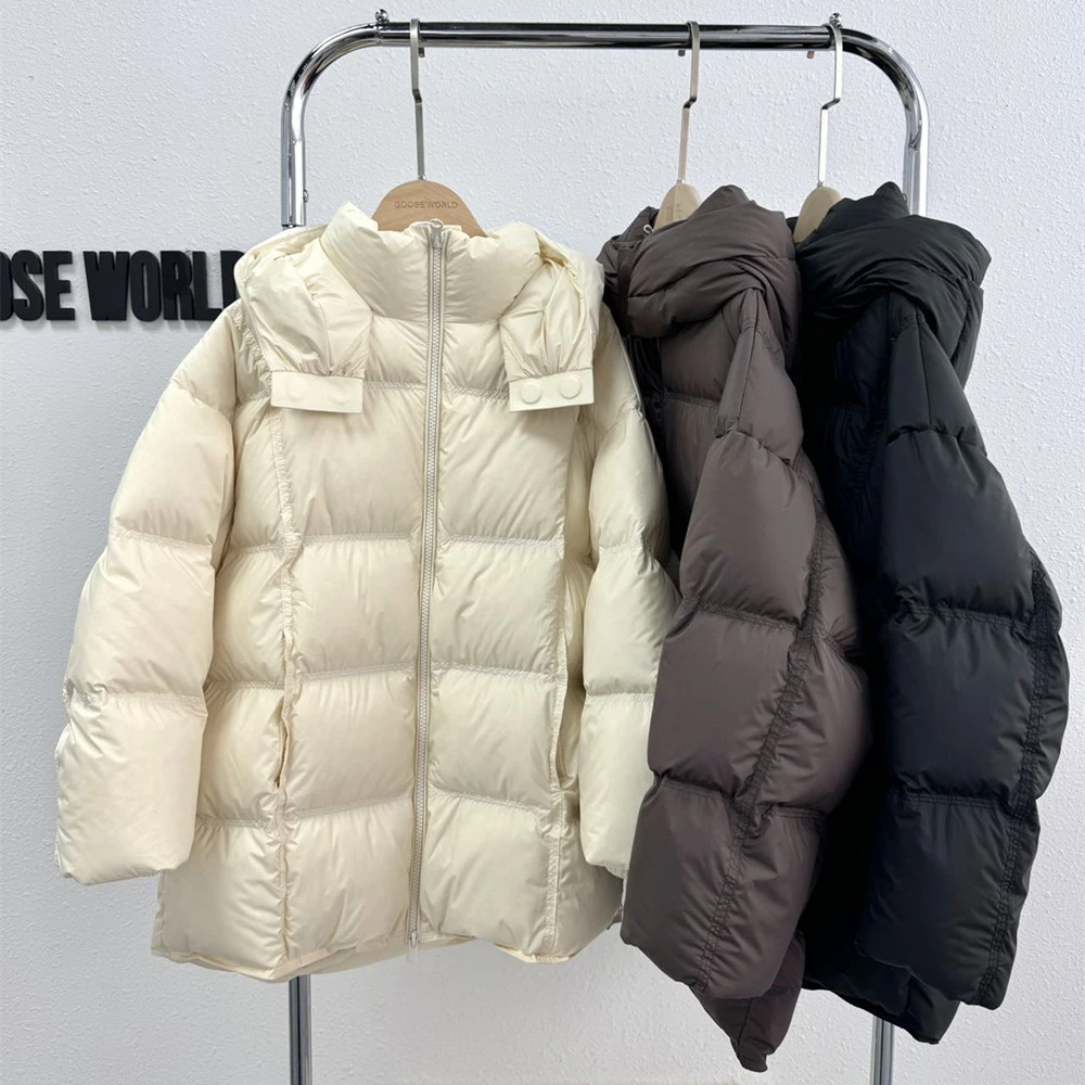 24233纯色冬季韩版中长款时尚羽绒服面包服中厚秋冬百搭宽松女童