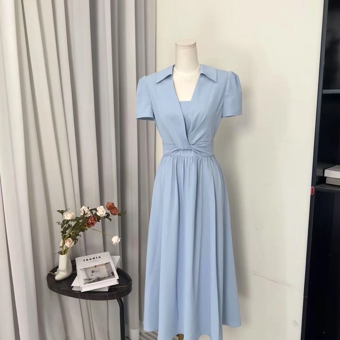 拉夏贝尔25夏显瘦气质小众轻奢赫本风长裙礼服连衣裙 15985 MCK