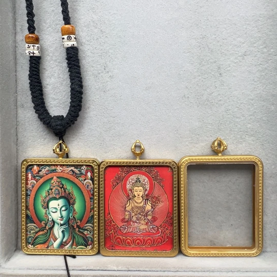 吊坠菲****!铜双面绿度母虚空绳子7号