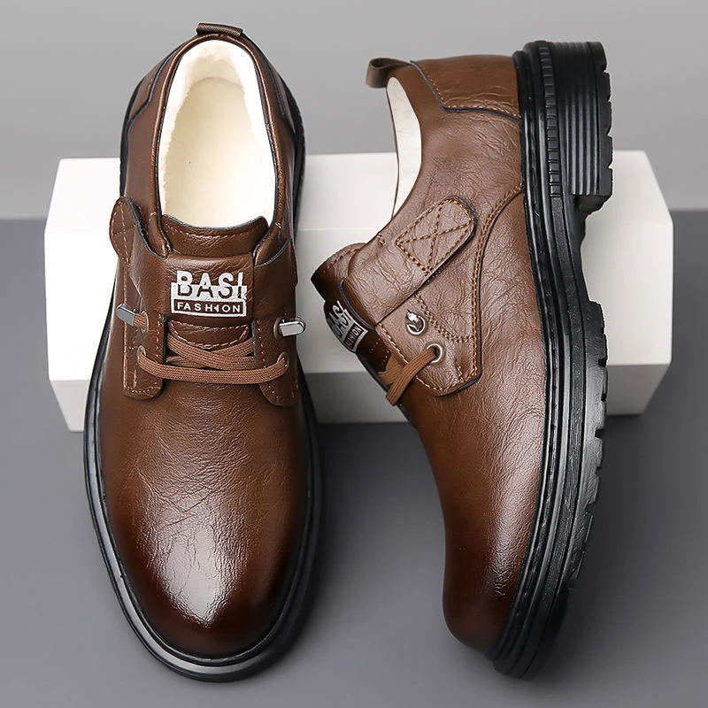 奥维格姿反季特卖加绒可选软皮软底低帮靴男士休闲百搭软底鞋子