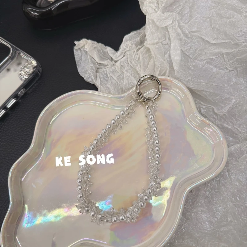 KESONG高定ins珍珠水晶手机挂件适用苹果/安卓/包挂/钥匙扣ins
