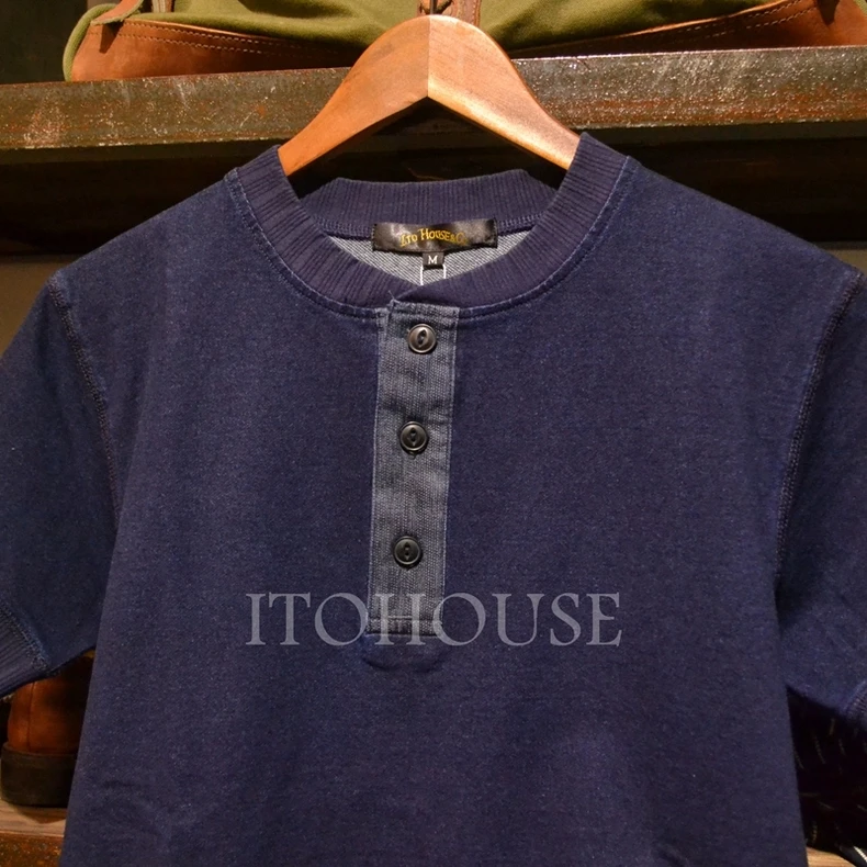 ITOHOUSE出品靛蓝染色全外缝工艺亨利领