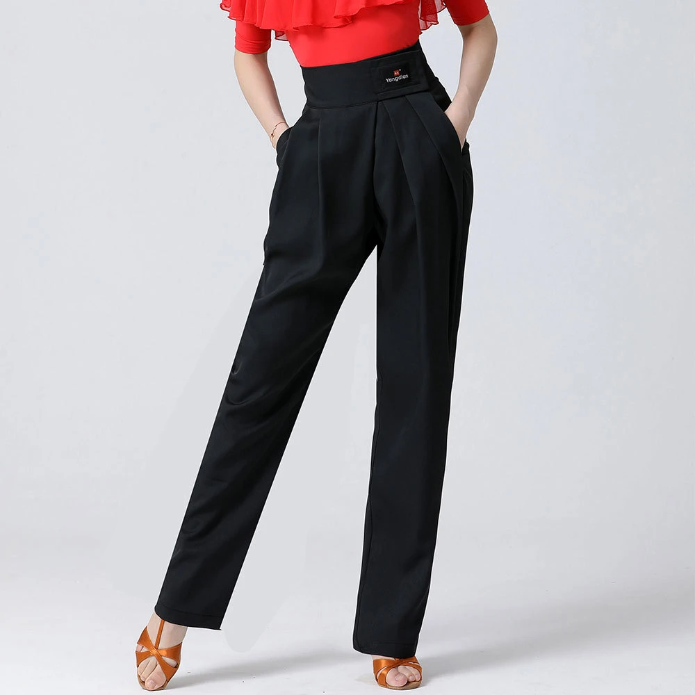 宽松口袋裤国标摩登舞拉丁舞裤子长裤交谊舞蹈新款高腰女跳