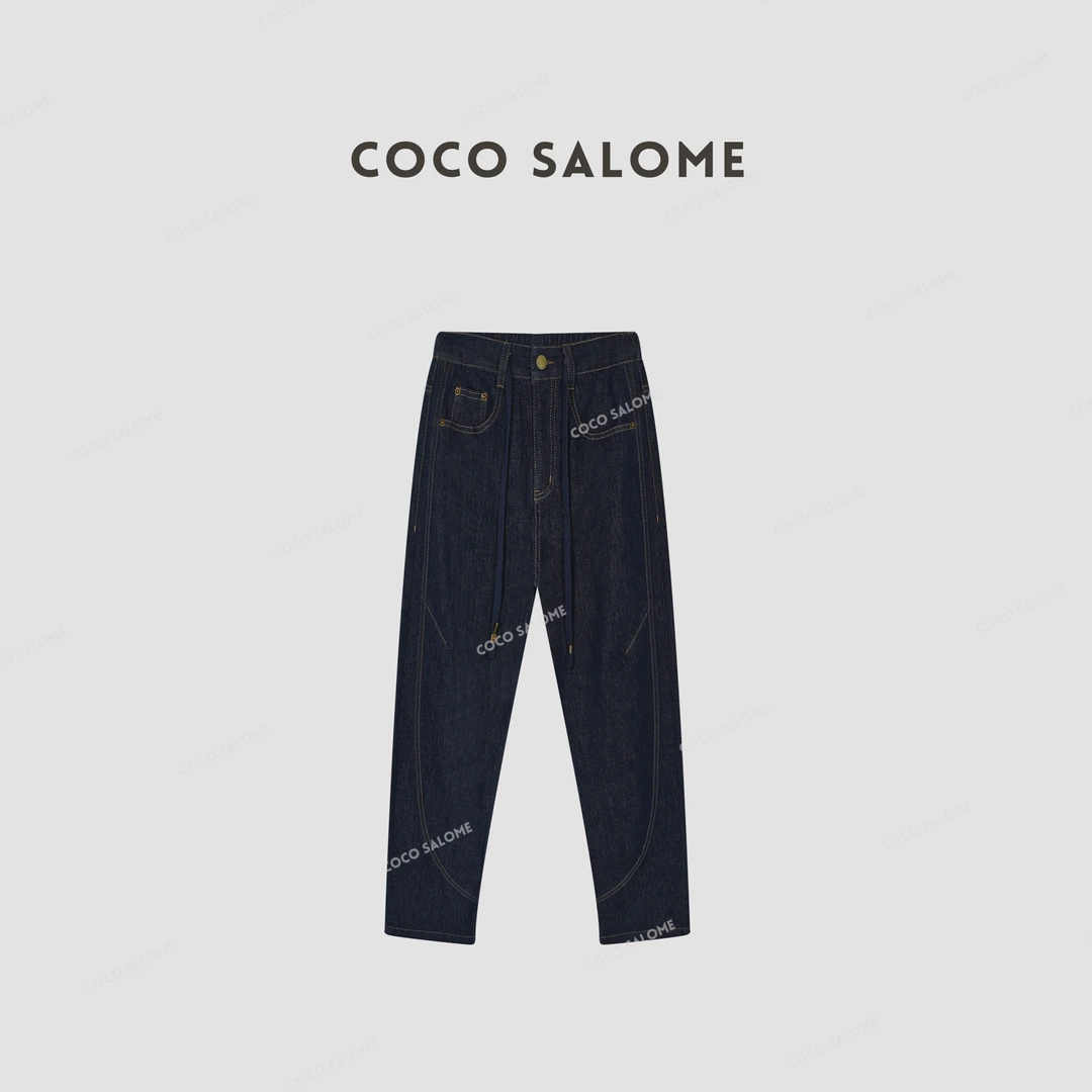 COCO SALOME⑥【自由灵魂】百搭早春水洗弯刀休闲阔腿牛仔裤0895