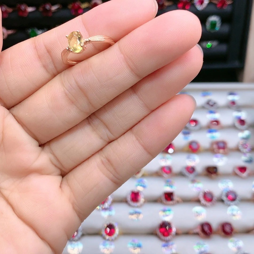 水晶戒指银S925镶嵌玫瑰金