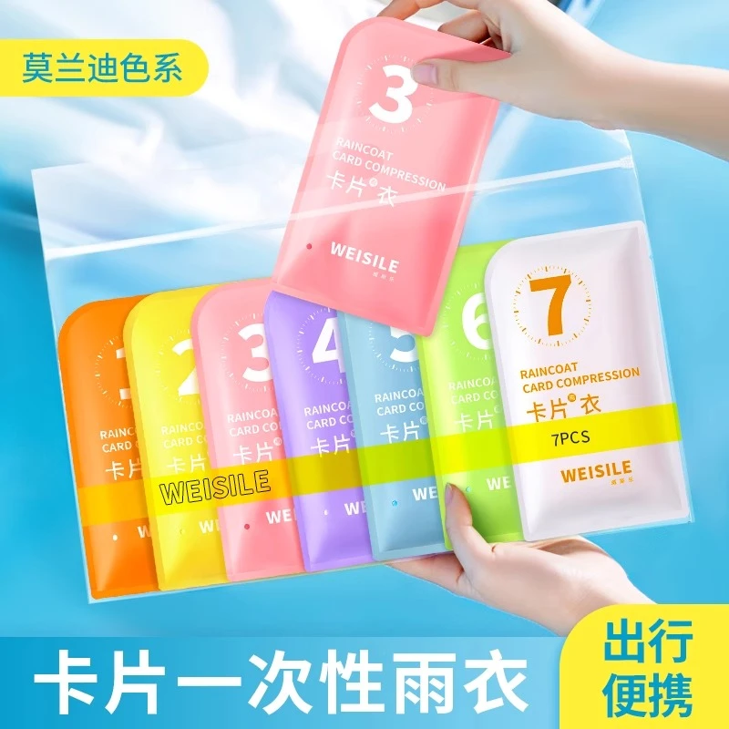 【加厚升级】压缩卡片一次性加厚雨衣成人儿童上学户外漂流骑行旅游