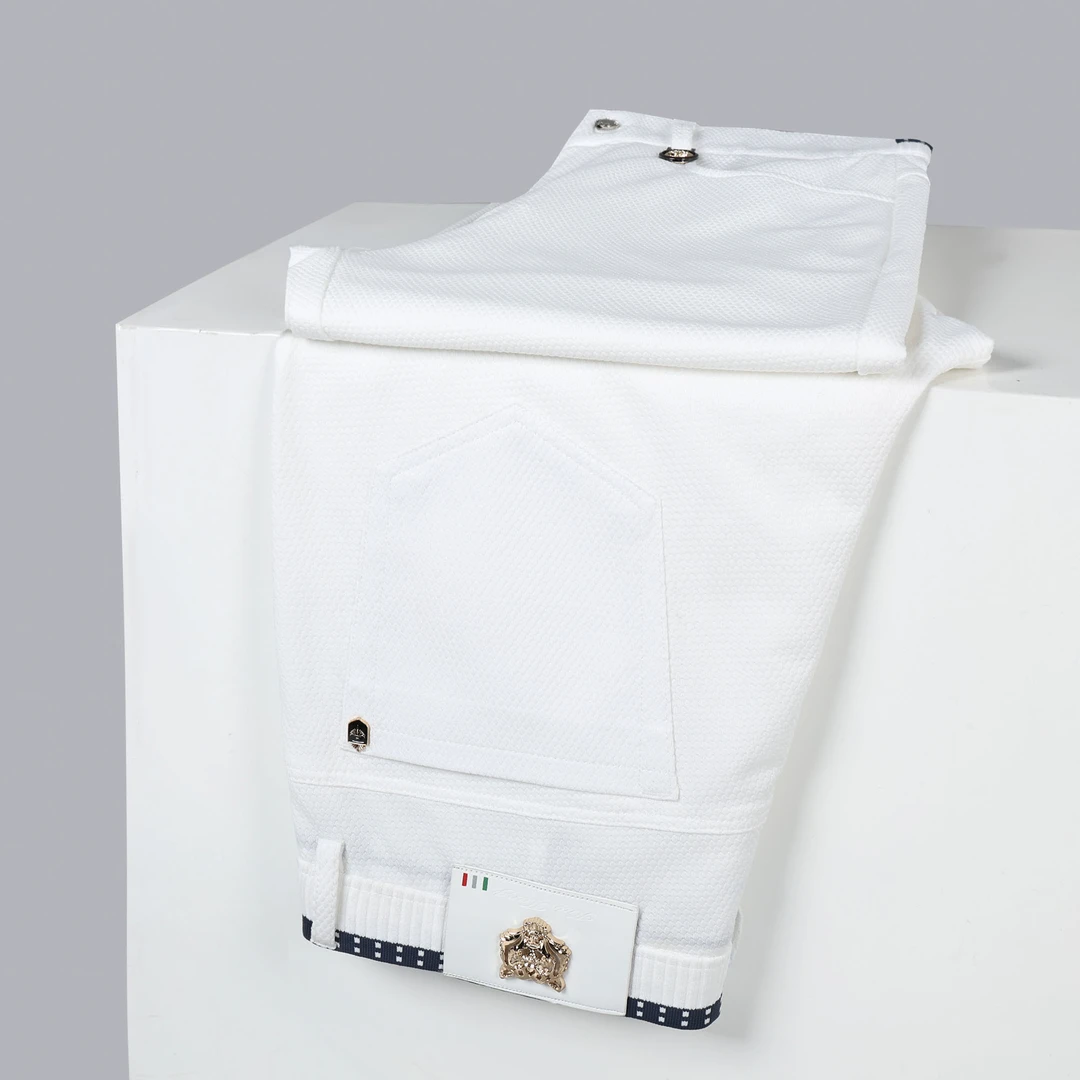 夏季薄款冰丝凉感透气白色男士休闲裤轻商务休闲裤修身小直筒男裤