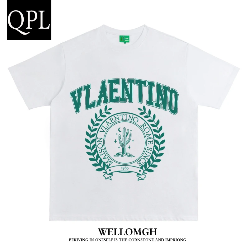 短袖T恤男生美式ins半袖宽松体恤纯棉大码打底衫潮牌休闲百搭情侣