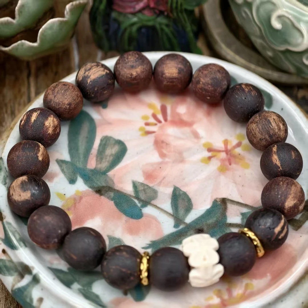 T102精品【猛犸象牙+降真】原创设计文玩单圈轻奢简约手串