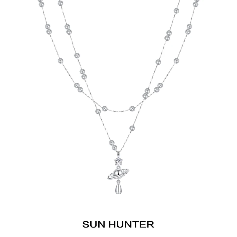 铜合金仿珍珠项链 三横SUN HUNTER原创星球满天星项链小众锁骨链