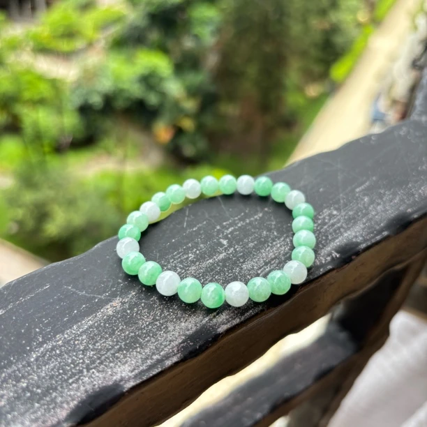 缅甸翡翠A货圆珠清爽淡春彩卡6+马卡龙色清新素圈diy手串