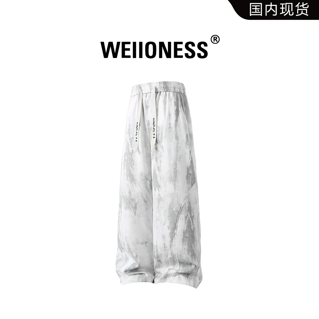 WEIIONESS夏季男士休闲裤美式潮牌扎染宽松百搭裤子高级感男装