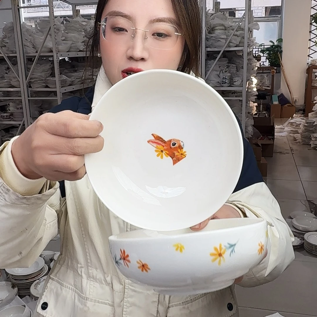 骨瓷瑕疵品不忒不还 16cm饭碗2只39米包邮