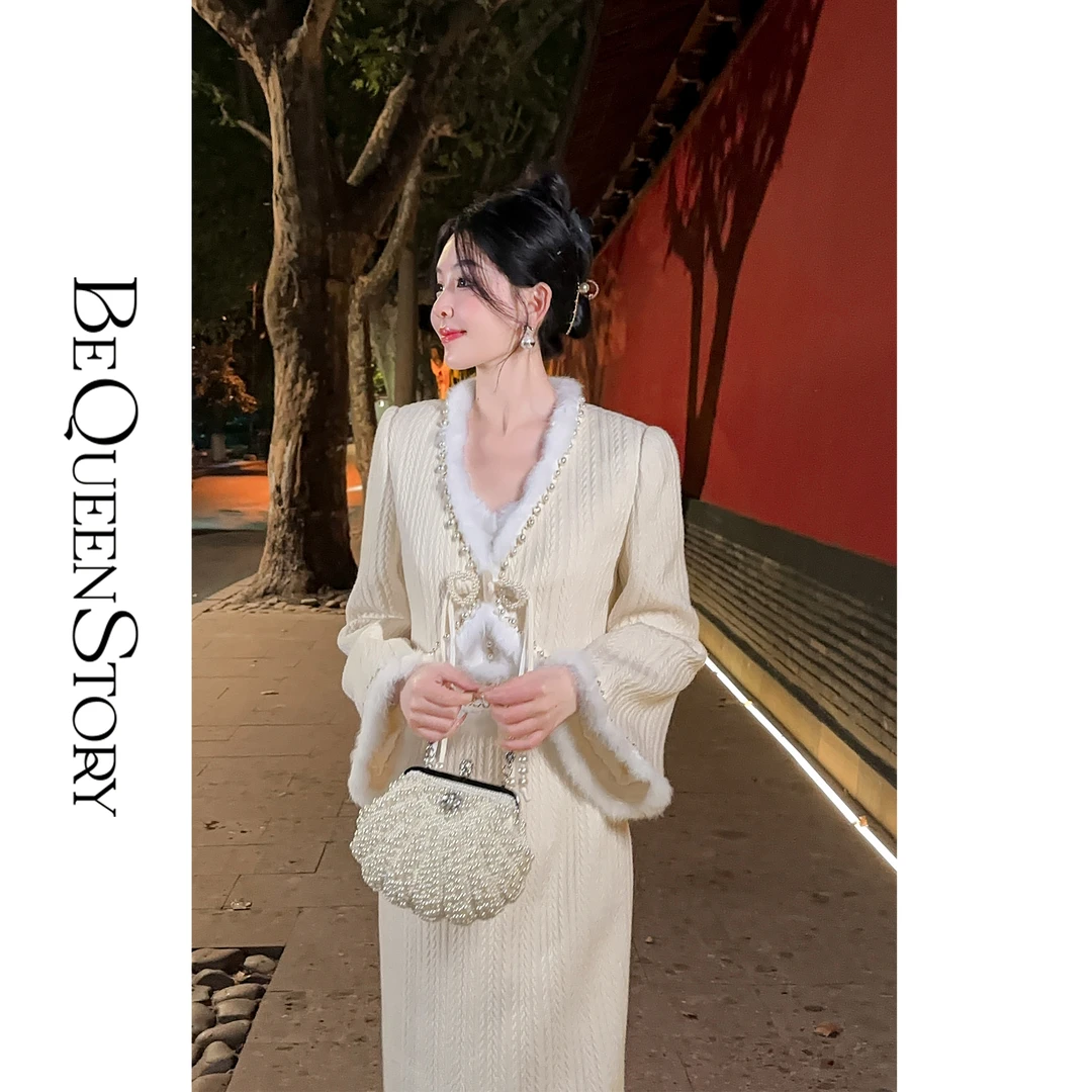 余潇潇【闲庭玉华】新中式麻花肌理羊毛小香V领秋冬两件套