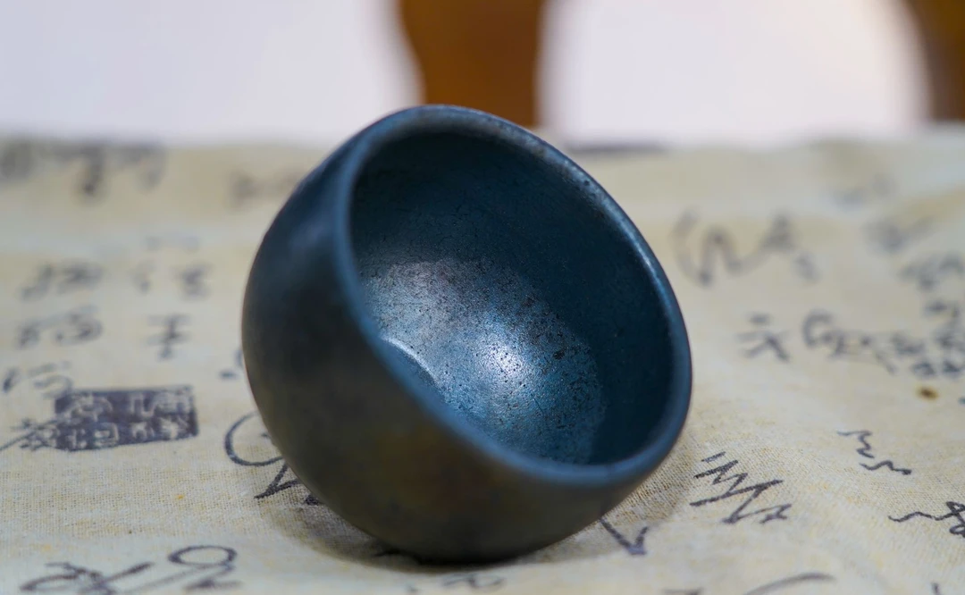 荥经砂器罗汉陶瓷盏杯功夫小茶杯蓝色品茗杯茶具小号品茗主人杯