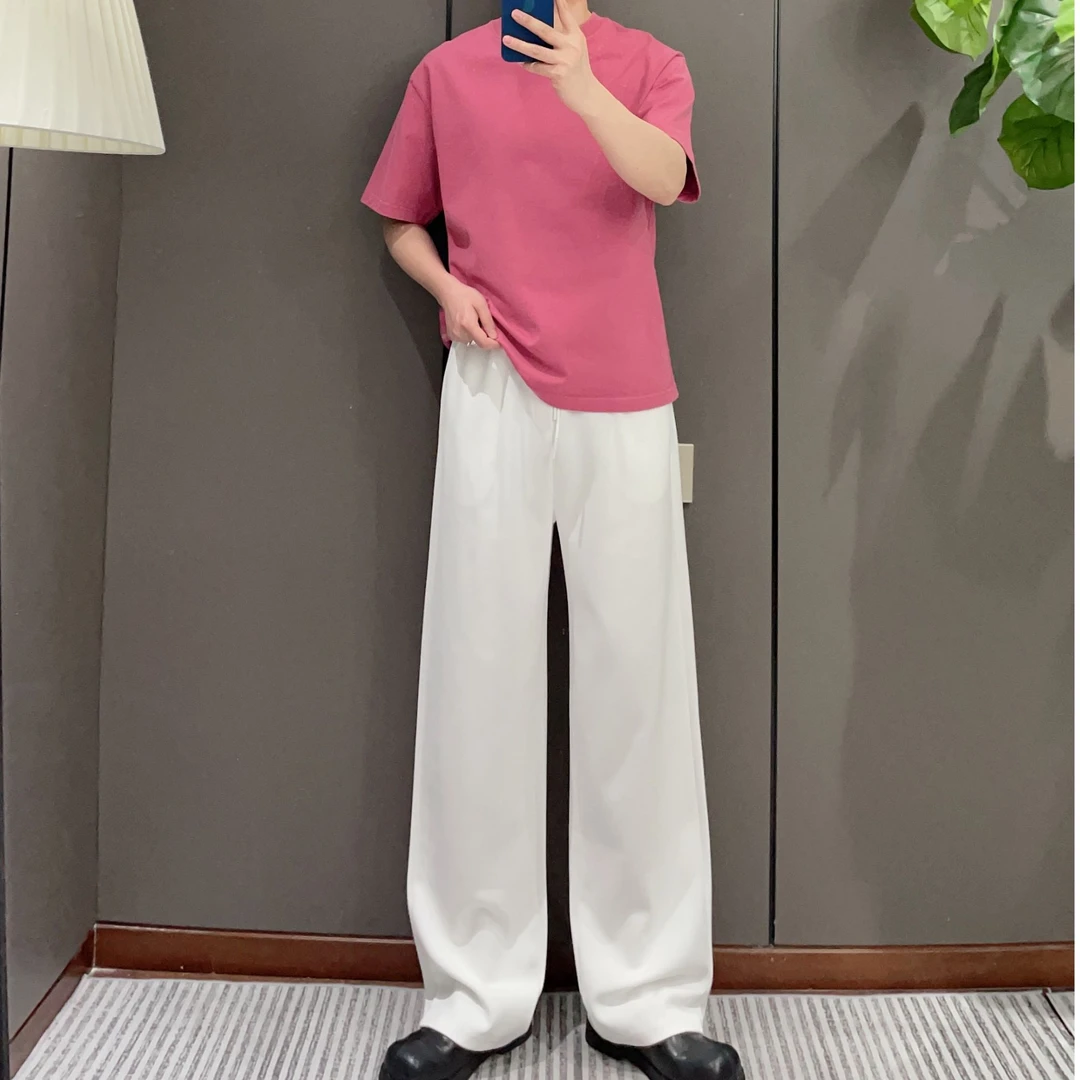 【CHAOSHUJIA】韩国设计师款格子拼接小众直筒裤廓形极简休闲裤男