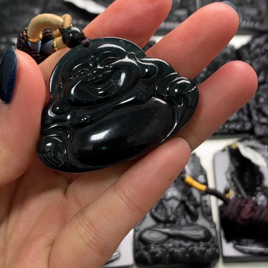 翡翠未镶嵌颈饰天然a货钢琴黑挂件