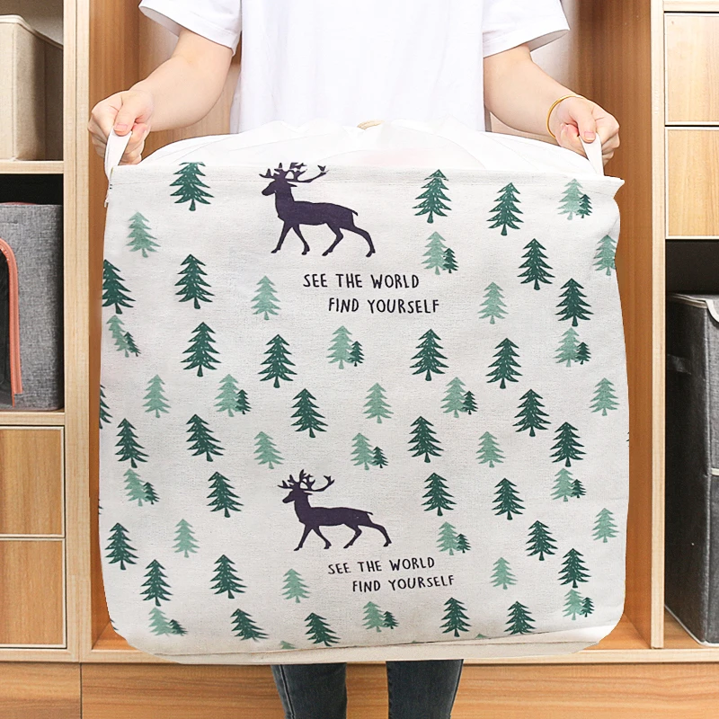 便携现代简约收纳箱束口袋日式收纳筐大容量袋子收纳袋多用途