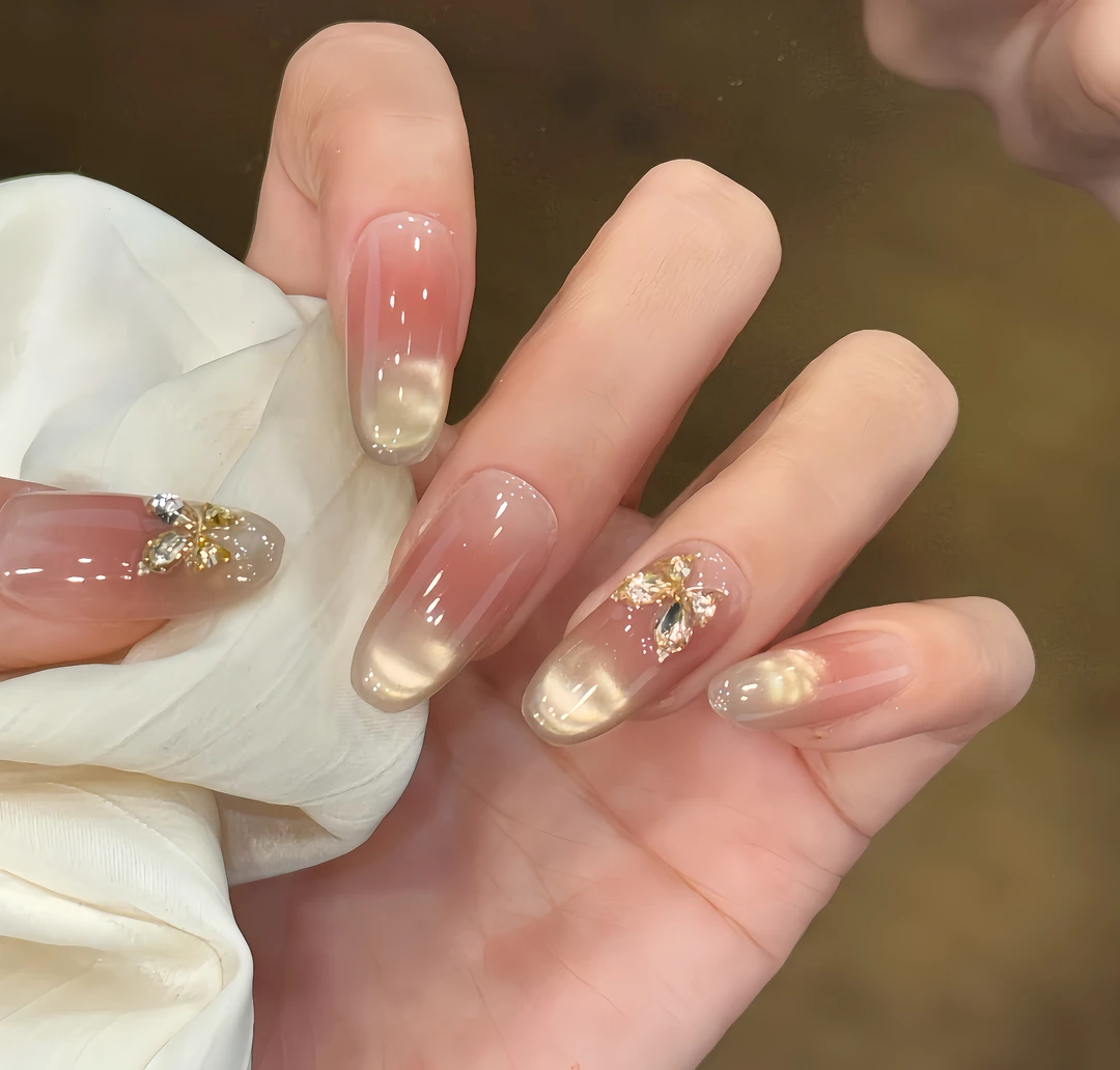 【抱福蝶】小席专享早春温柔千金气质猫眼纯手工显白气质穿戴甲