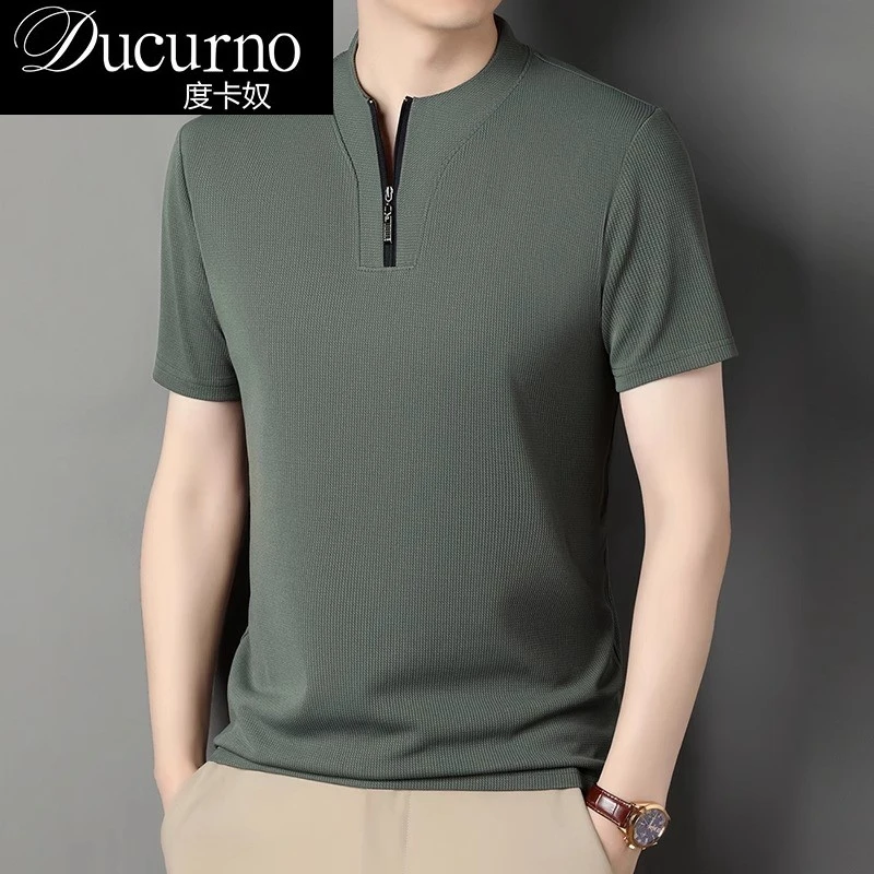 度卡奴舒适主义不显单调！半拉链短袖T恤速干夏季百搭翻领POLO衫男