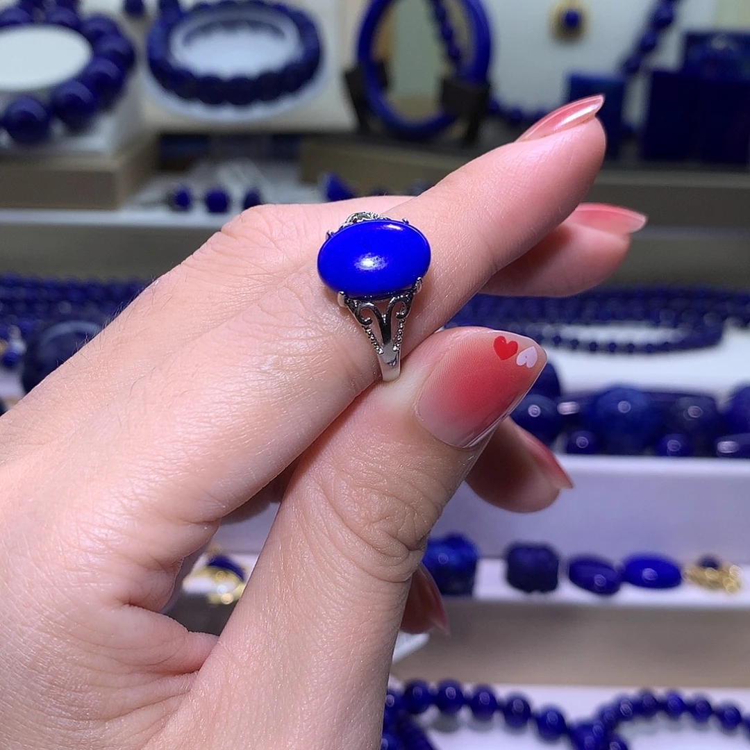 青金石合金天然原矿戒指