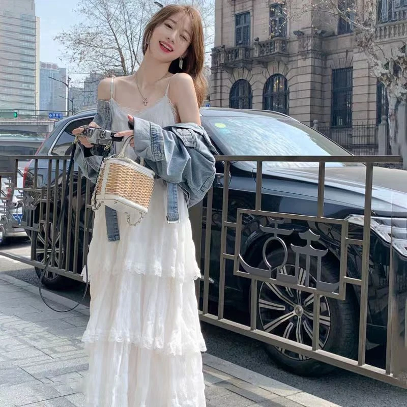 !2025早秋新款高级法式高端轻奢蛋糕裙唯美蕾丝显瘦百搭连衣裙
