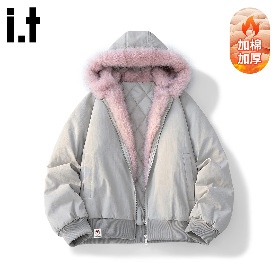 i.t:CHOCOOLATE座山雕毛领棉衣男士秋冬款痞帅高级感加厚连帽棉服