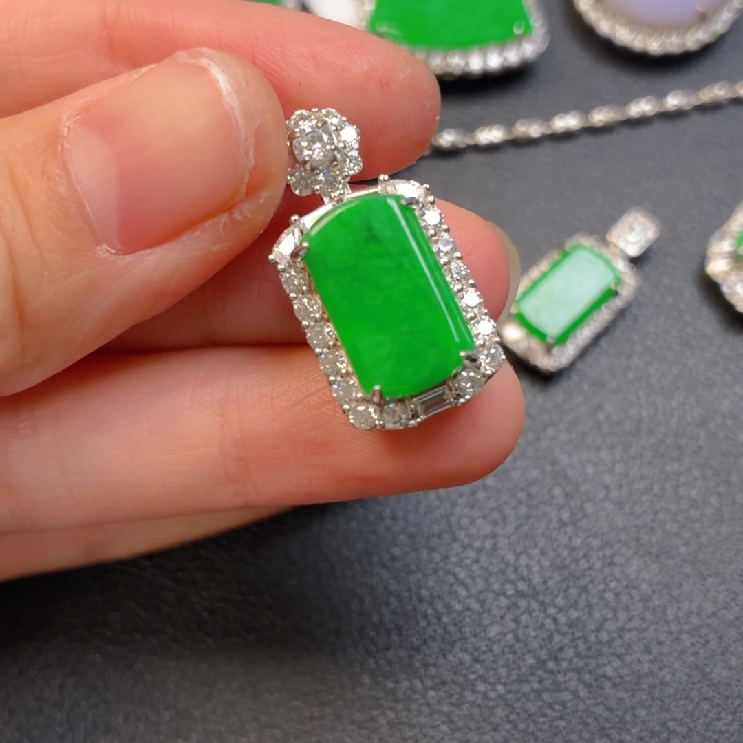 翡翠银S925镶嵌吊坠(不含链)