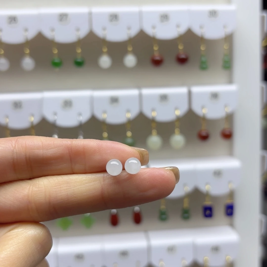 银S925镶嵌和田玉耳饰