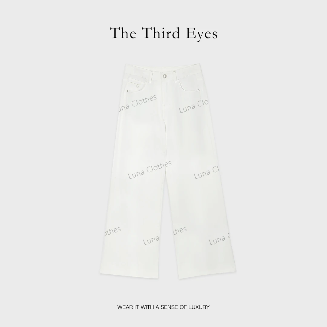 张妍LUNA 舒柔特牛仔双芯弹力纱经典直筒宽松百搭牛仔裤TQ9011