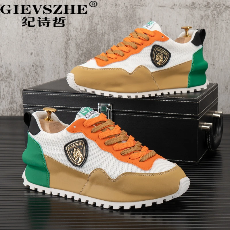 纪诗哲男鞋新款潮牌厚底阿甘鞋欧货印花包底男式透气软底阿甘鞋