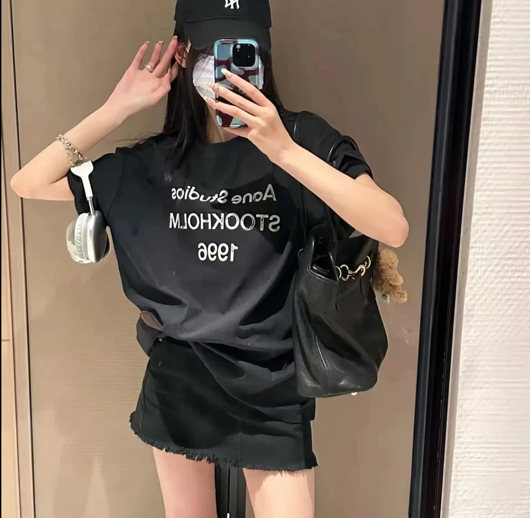 YOU（短袖）AC1996磨破字母做薄款短袖上衣2025新款短袖