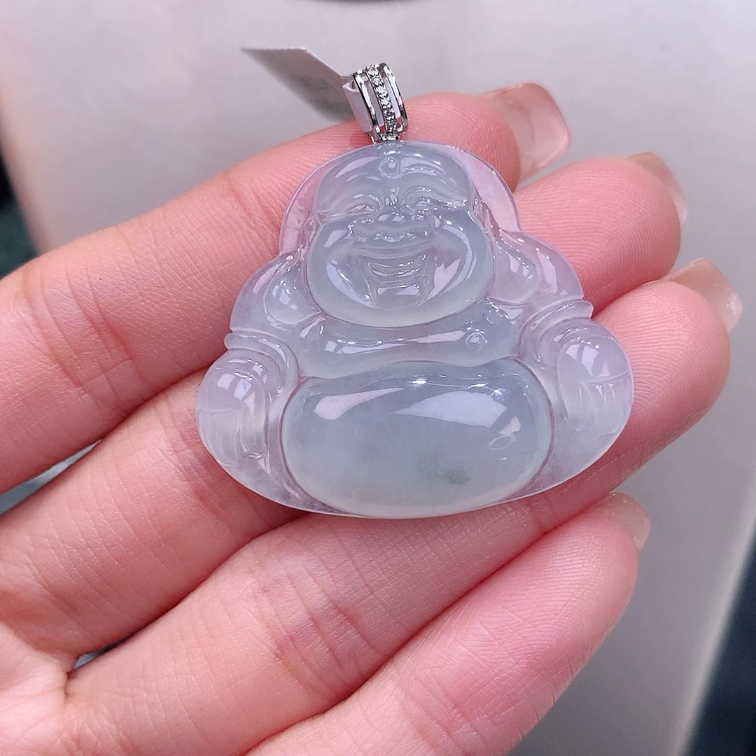 颈饰18K金镶嵌翡翠冰润佛公